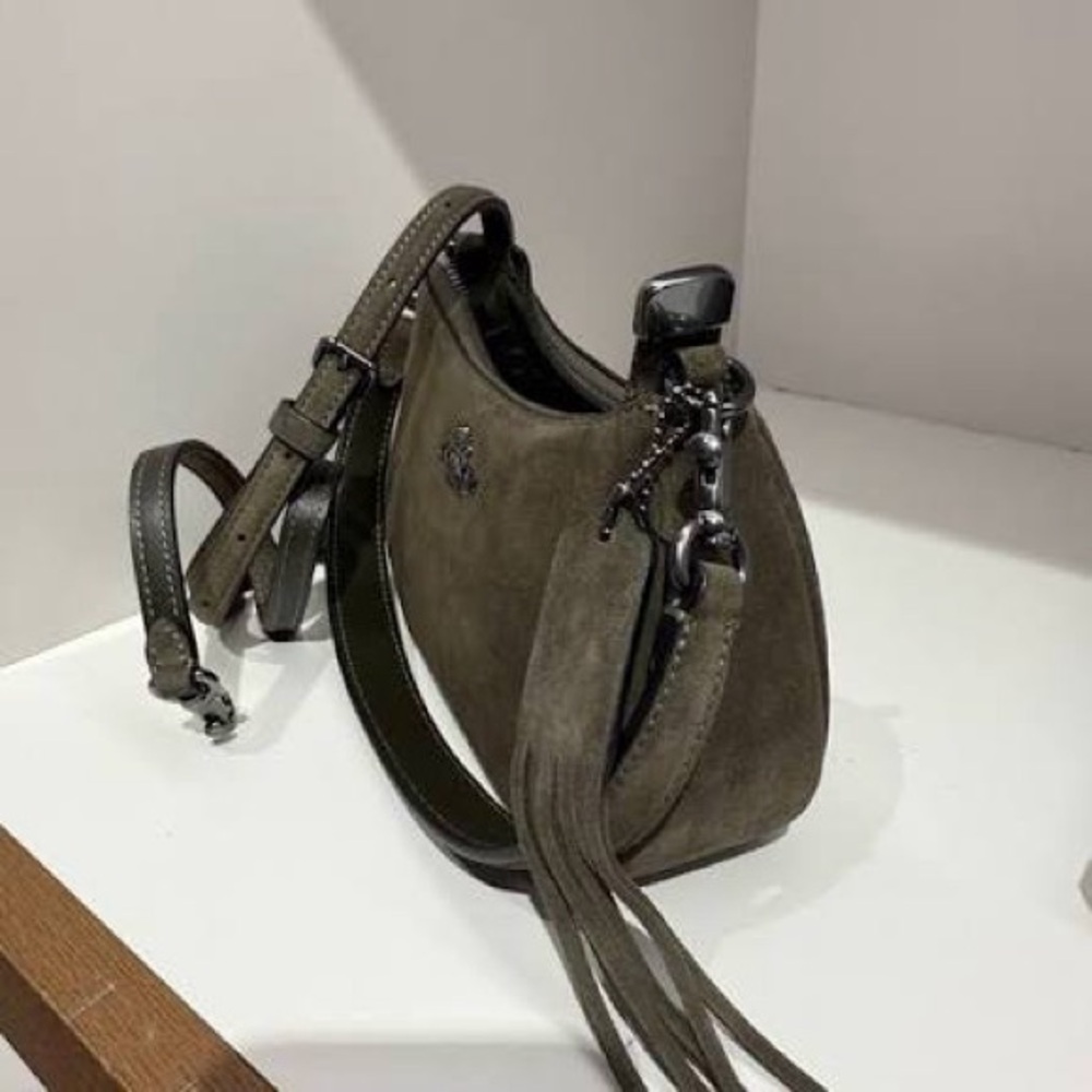 NEW Teri Coach Mini Crossbody Bag green suede with tags Authentic purse 👜 - Picture 7 of 9